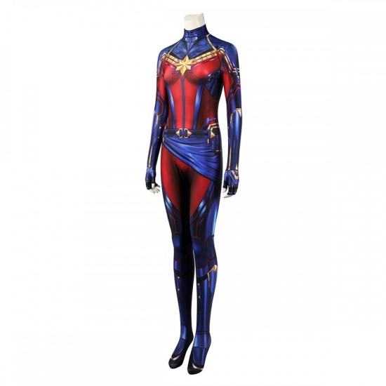 Heroes Captain Marvel Cosplay Costume Carol Danvers Stretch Bodysuit