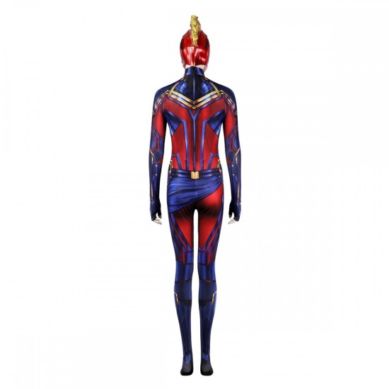 Heroes Captain Marvel Cosplay Costume Carol Danvers Stretch Bodysuit