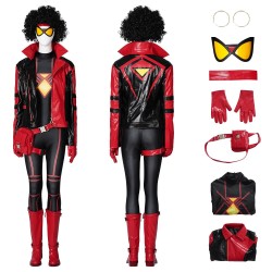 Superhero Spiderman Female Cosplay Costume Red Leather Suit