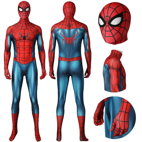 Superhero SpiderMan: No Way Home Endgame Cosplay Costume Blue and Red Polyester Bodysuit