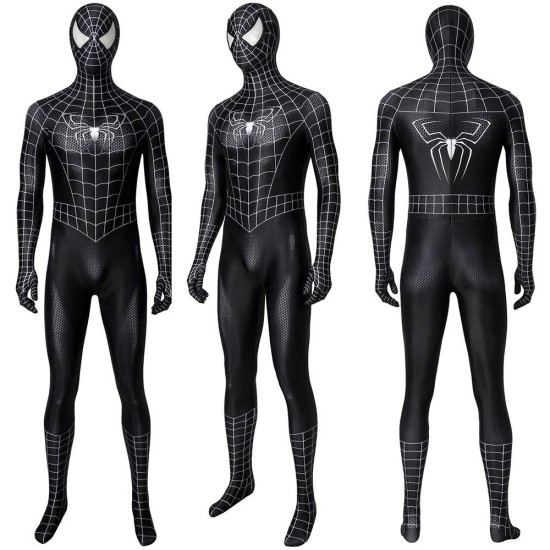 Superhero Venom Eddie Brock Cosplay Costume Black SpiderMan Jumpsuit